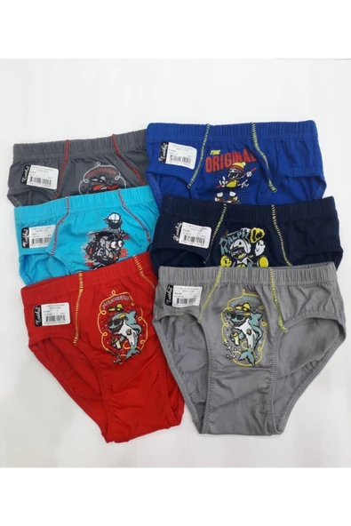 Tutku 0138 Erkek Çocuk Renkli Slip Külot 6 Adet  Karışık Renk 5 (9-10 YAŞ)
