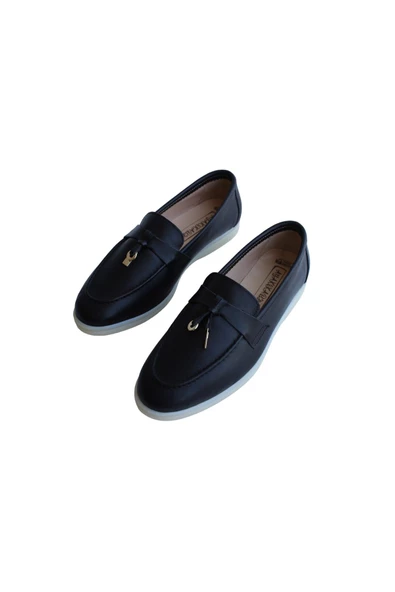 Hakiki Deri Siyah Kadın Yürüyüş Ayakkabısı - Resim 6