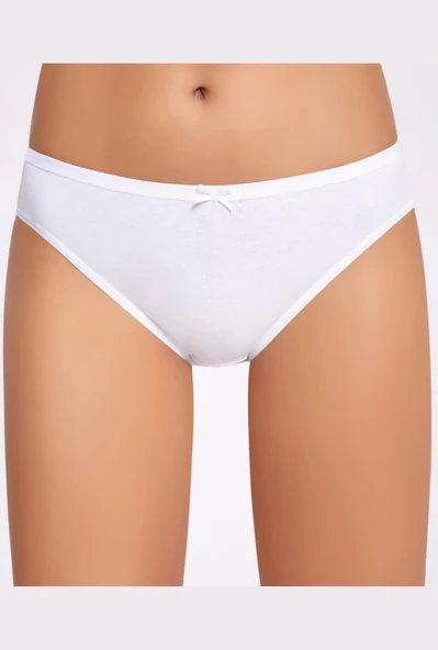 İlke Kadın Ribana Fiyonklu Bikini - 12 Adet  Beyaz S