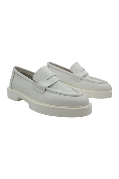 Hakiki Deri Beyaz Rahat Ve Hafif Günlük Kadın Ayakkabı - Resim 3