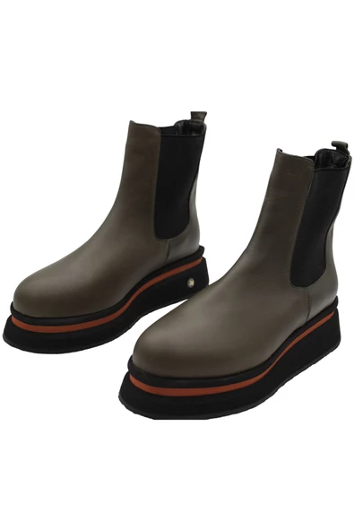 Gerçek Deri Haki Günlük Çok Hafif Kadın Chelsea Bot - Resim 5