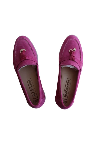 Hakiki Deri Fuşya Süet Günlük Kadın Ayakkabı - 3