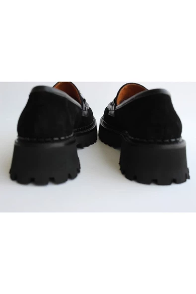 Hakiki Deri Siyah Günlük Kadın Ayakkabı Loafer Makosen Deri Tokalı Günlük Aykkbm2515 - 7
