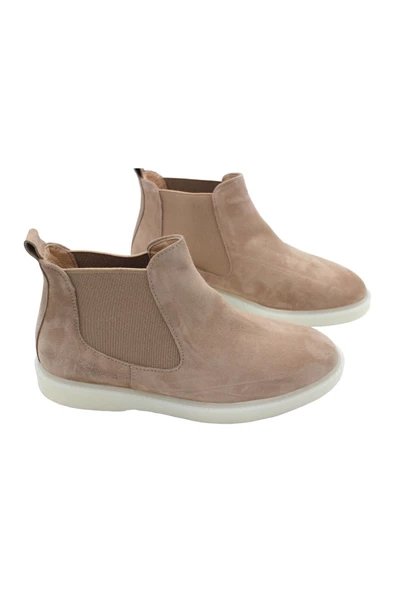 Gerçek Deri Bej Süet Günlük Kadın Bot