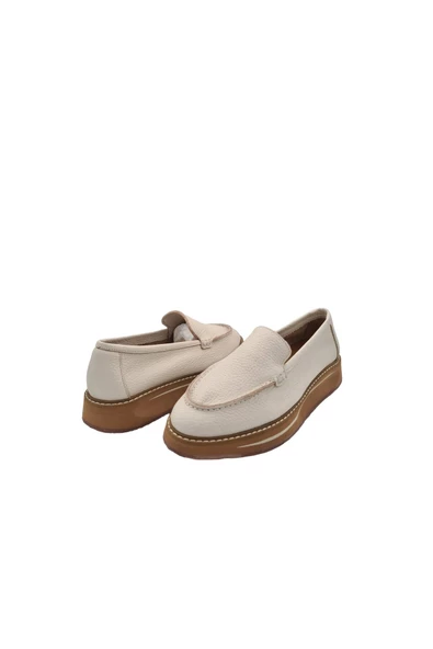 Gerçek Deri Bej Kadın Günlük Ayakkabı - Resim 7