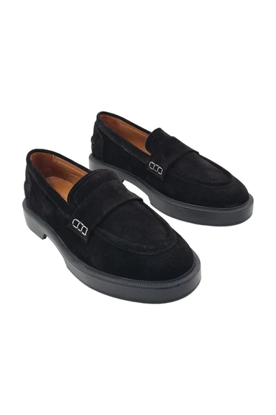 Gerçek Deri Siyah Süet Günlük Kadın Ayakkabı - 2