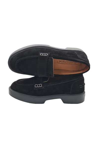 Gerçek Deri Siyah Süet Günlük Kadın Ayakkabı - 5