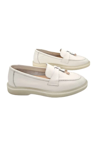 Gerçek Deri Beyaz Rahat Günlük Kadın Ayakkabı