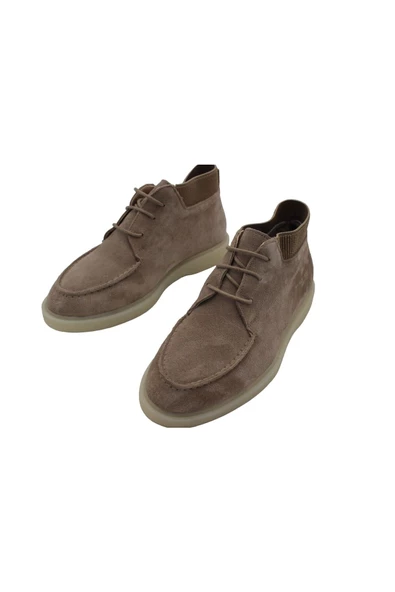 Gerçek Deri Bej Süet Bağcıklı Günlük Bot - 4