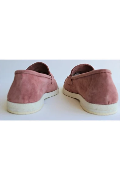 Hakiki Deri Pudra Küçük Ve Büyük Beden Günlük Kadın Ayakkabı Loafer Makosen - 7