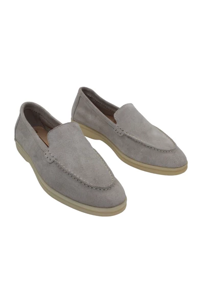 Hakiki Deri Açık Bej Kadın Günlük Ayakkabı Loafer Makosen Babet - 2