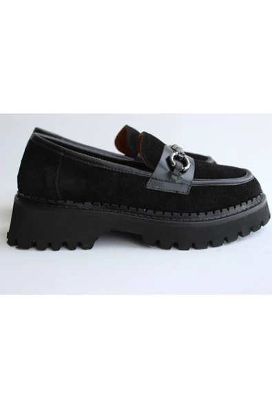 Hakiki Deri Siyah Günlük Kadın Ayakkabı Loafer Makosen Deri Tokalı Günlük Aykkbm2515 - 5