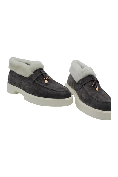 Gerçek Deri Gri Süet Ve Kürk Rahat Ve Hafif Günlük Kadın Bot - 3