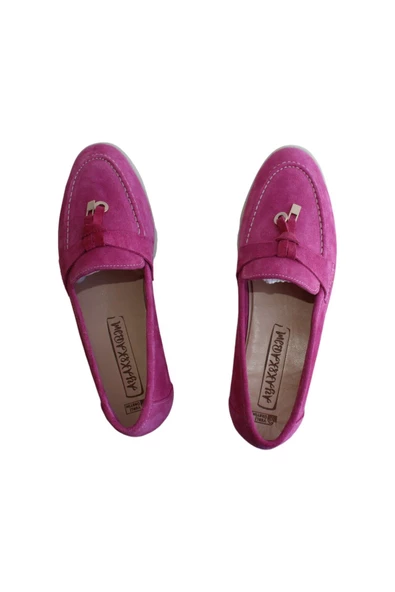 Hakiki Deri Fuşya Süet Günlük Kadın Ayakkabı - 8