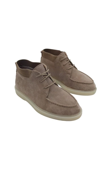 Gerçek Deri Bej Süet Bağcıklı Günlük Bot - 2