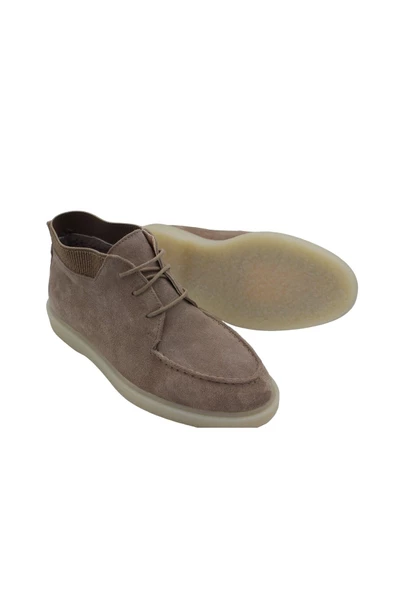 Gerçek Deri Bej Süet Bağcıklı Günlük Bot - 3