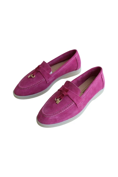 Hakiki Deri Fuşya Süet Günlük Kadın Ayakkabı - 5