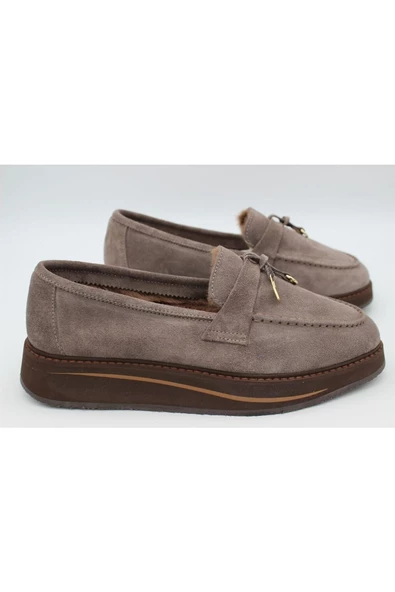 Hakiki Deri Vizon Kadın Ayakkabı Loafer Makosen Deri Günlük Tokalı Krklüloafer-252501 - 3