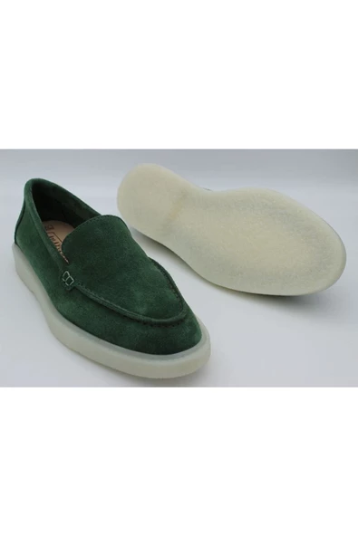 Hakiki Deri Yeşil Kadın Günlük Ayakkabı Babet Loafer Makosen - 3