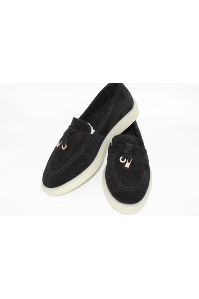 Hakiki Deri Siyah Süet Keçe Astar Kışlık Kadın Ayakkabısı - 3