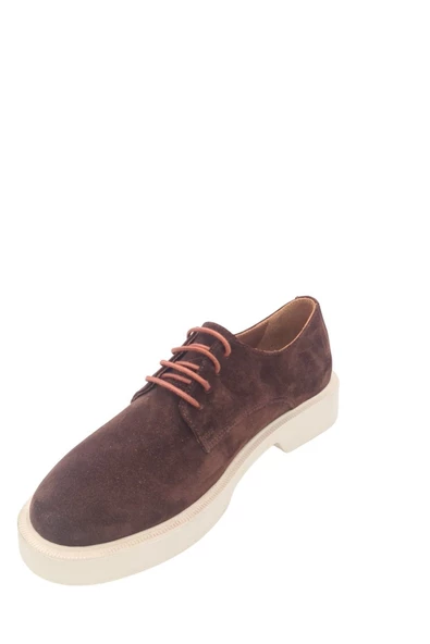 Hakiki Deri Kahverengi Bağcıklı Günlük Kadın Ayakkabı - Resim 4