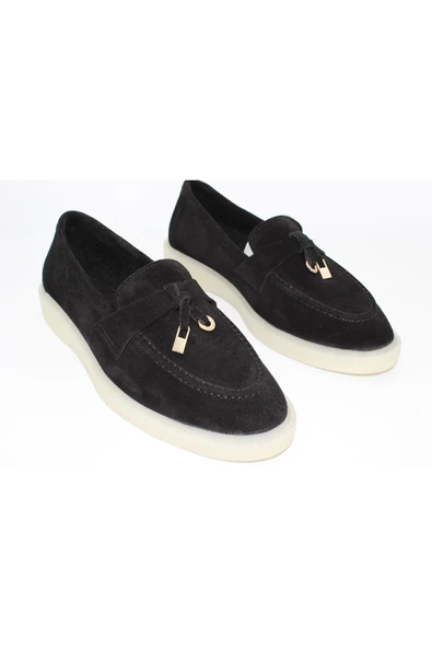 Hakiki Deri Siyah Süet Keçe Astar Kışlık Kadın Ayakkabısı - 6