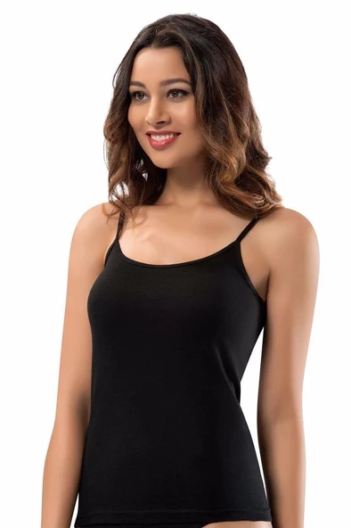 3'Lü ERDEM 2153 BAYAN İP ASKILI LİKRALI ATLET  Siyah M ürün görseli