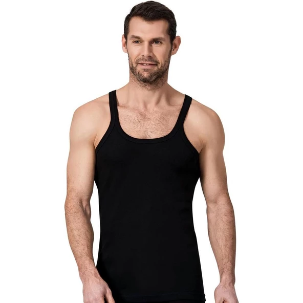 NAMALDI 122 İnce Askılı Erkek Atlet - 1 Adet  Siyah 2XL
