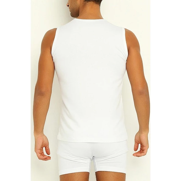 Yıldız 75 - 76 Erkek Modal Sıfır Kol Atlet Renkli  Beyaz M - Resim 2