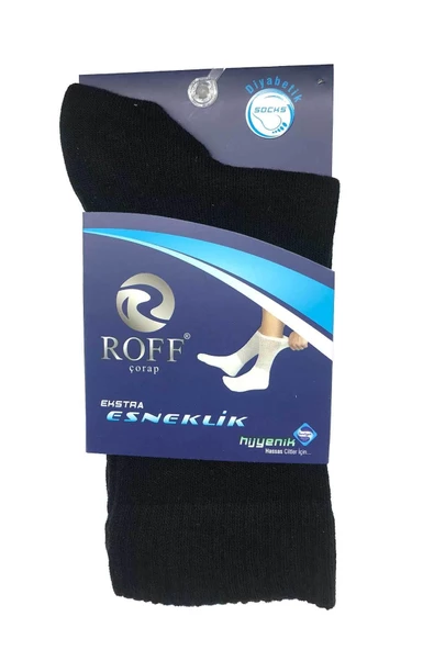 Roff Kadın Diyabetik Şeker Soket Çorap 25950 - 12 Adet  Siyah 36-39
