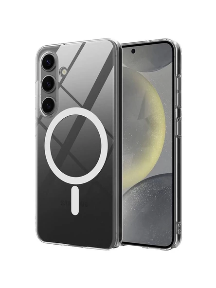 Samsung Galaxy S24 Kılıf Crystal Sert MagSafe Özellikli Şeffaf - Resim 2