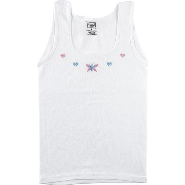 TUTKU 0166 KIZ ÇOCUK GENİŞ ASKILI ATLET 6 Adet  Beyaz 4 (7-8 YAŞ) - Resim 2