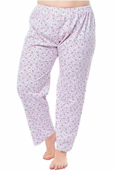6 Adet Bayan Tek Alt Pijama Çiçek Desenli KIŞLIK Battal Boy  4XL Karışık Renk