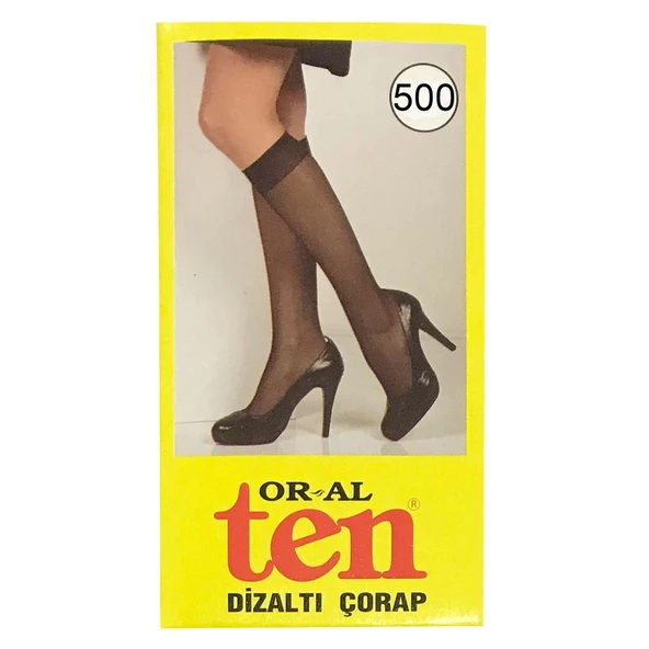 12 Adet ORARTEKS ORAL 40 DEN ORTA KALIN DİZALTI ÇORAP  Siyah Standart