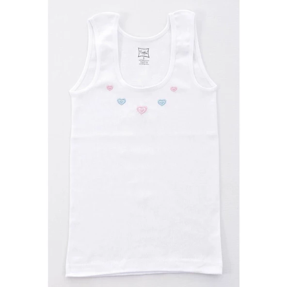 TUTKU 0166 KIZ ÇOCUK GENİŞ ASKILI ATLET 6 Adet  Beyaz 4 (7-8 YAŞ) ürün görseli