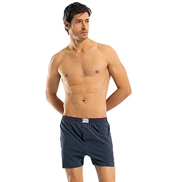 Anıt 1146 Erkek Düğmeli Boxer 3'Lü  M Lacivert