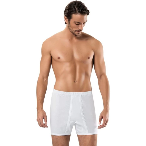 3'Lü Erdem 1350 %100 Pamuk Erkek Boxer  Beyaz S