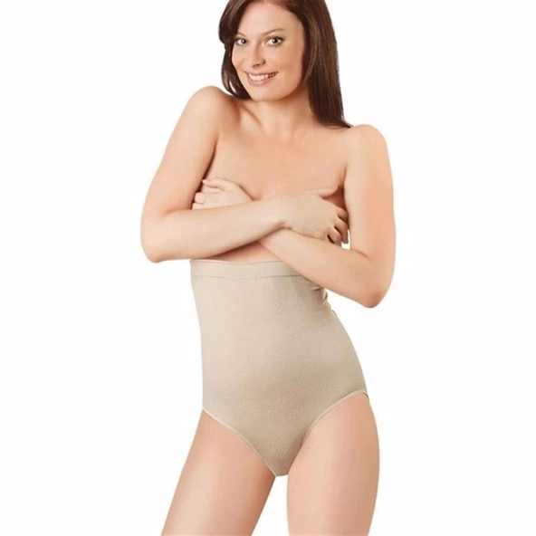 Elite Life 890 Dikişsiz Silikonlu Kadın Slip Korse  Ten L - XL