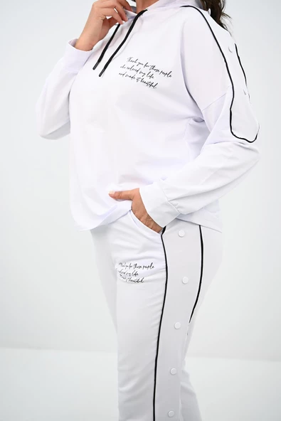 Kadın Büyük Beden Aksesuar Çıtçıt Detaylı Eşofman Takımı 8144-25 - 7