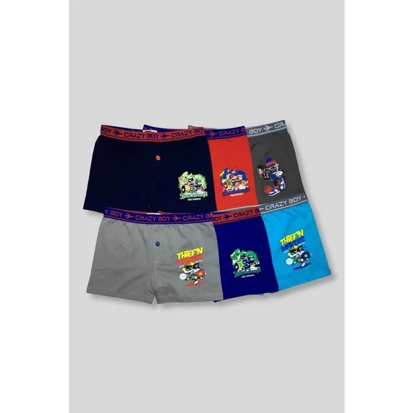Tutku Erkek Çocuk Baskılı Boxer 6'Lı   Karışık Renk 5 (9-10 YAŞ) - 2