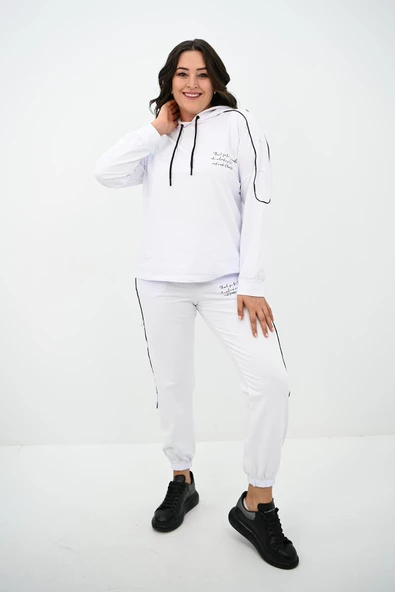 Kadın Büyük Beden Aksesuar Çıtçıt Detaylı Eşofman Takımı 8144-25 - 5