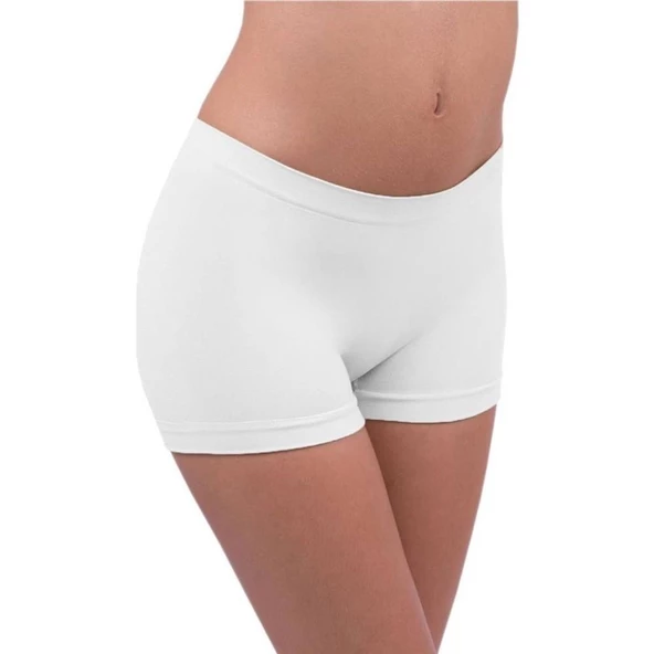 Elite Life 835 Kadın Şort Boxer Korse  Beyaz S - M