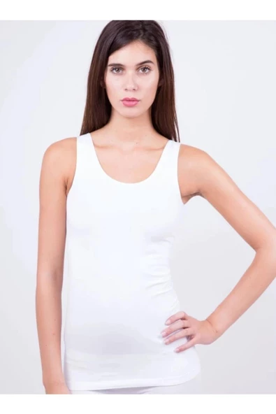 Elite Life 838 Kalın Askılı Uzun Kadın Atlet  Beyaz L - XL ürün görseli