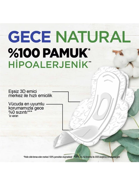 Kotex Gece Natural 14 Gece Hijyenik Ped - Resim 2