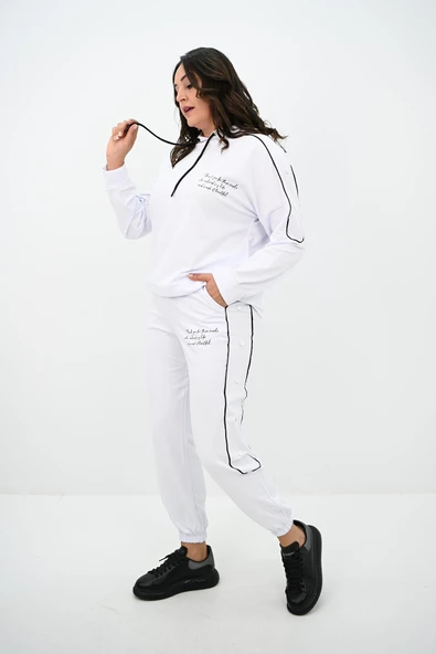 Kadın Büyük Beden Aksesuar Çıtçıt Detaylı Eşofman Takımı 8144-25 - 4