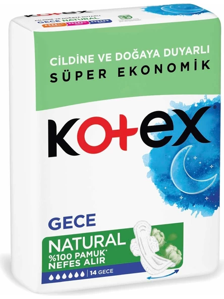 Kotex Gece Natural 14 Gece Hijyenik Ped ürün görseli 1