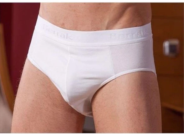 Berrak 1071 Beli Lastikli Pamuklu Erkek Külot Slip 3'Lü   Beyaz XL