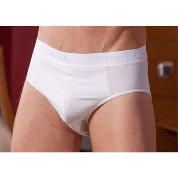 Berrak 1071 Beli Lastikli Pamuklu Erkek Külot Slip 6'Lı   Beyaz L