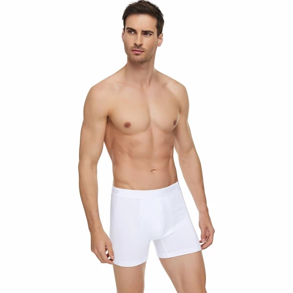 6'Lı TUTKU ELİT Modal Elastan Boxer 1251  Beyaz M