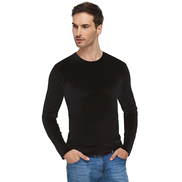 TUTKU Elit Elastan Sıfır Yaka Uzun Kol Atlet 1302  Siyah 2XL ürün görseli